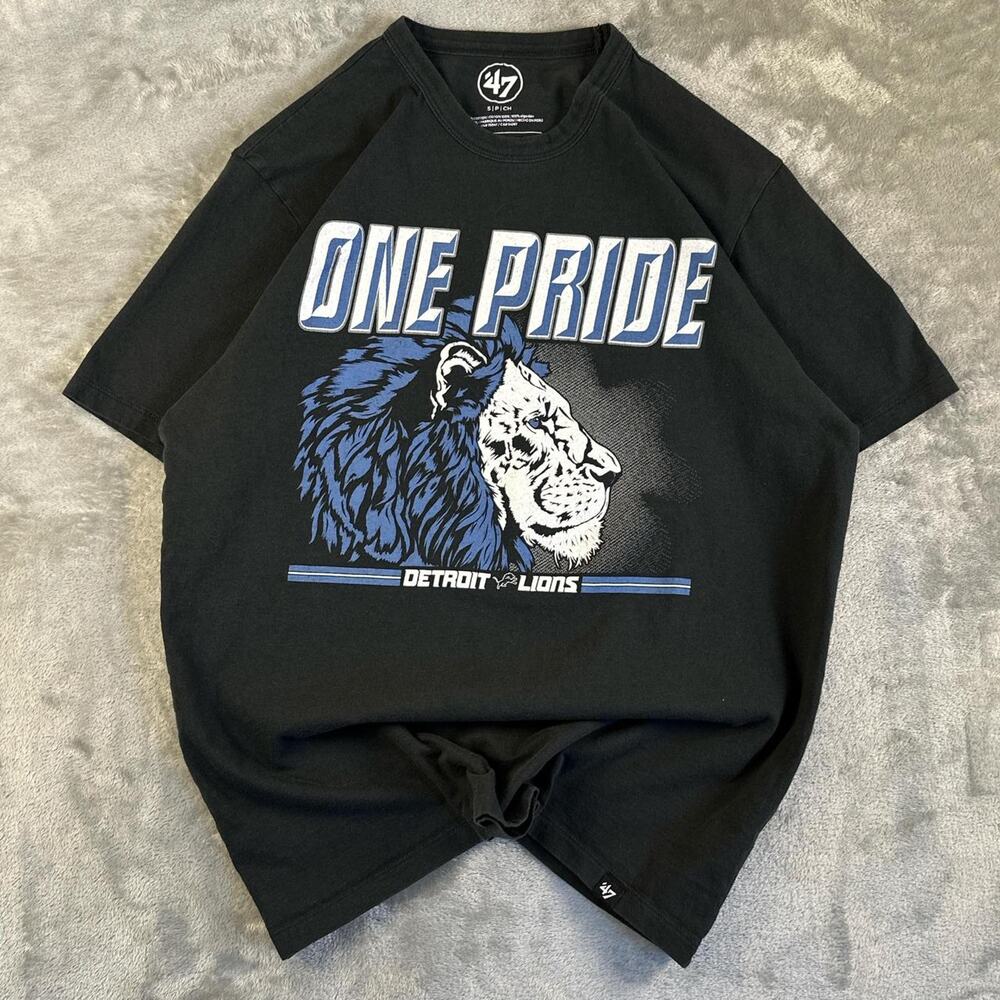 Detroit Lions “One Pride” T Shirt Mens S Black 47 Brand NFL Graphic Tee